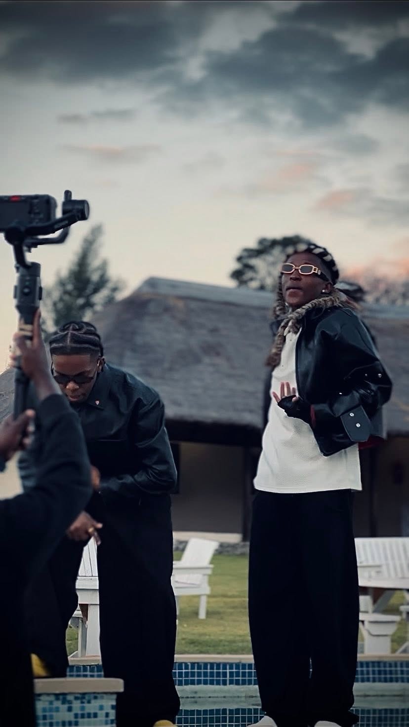Sqiniseko SqinQ filming a music video outdoors