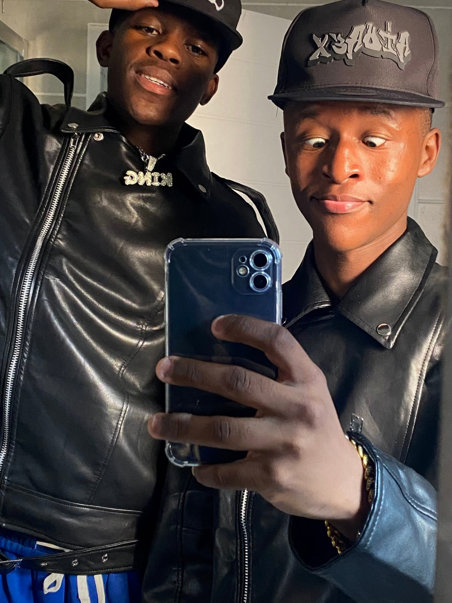 Sqiniseko SqinQ leather jacket mirror portrait